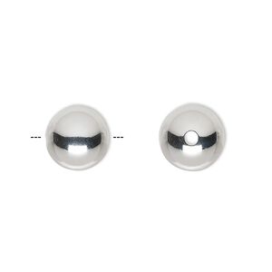 Bead 1pkg2 sterling silver, 12mm seamless round
