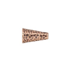Cone, JBB Findings, antique copper-plated brass, 15.5x9mm hammered, fits 7.5mm bead. Sold individually.