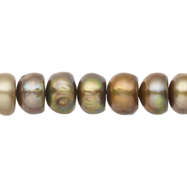Freshwater pearl 1pkg1, button, 15 inch antique bronze 9-10mm cultured image number 0