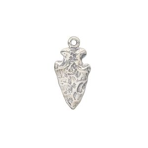 Charm, antiqued sterling silver, 17x10.5mm single-sided arrowhead. Sold individually.