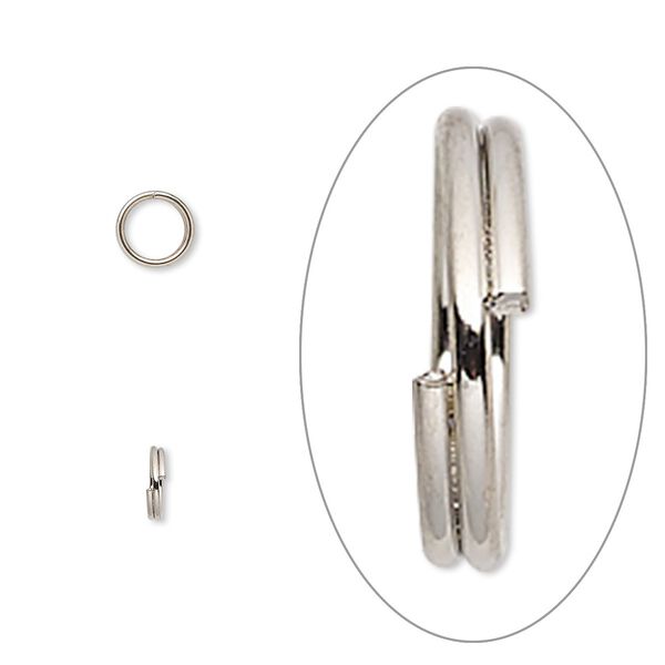 Split ring 1pkg1000 imitation nickel-finished, 5mm round, 3.7mm inside diameter / steel image number 0