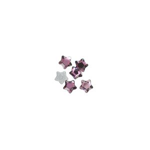Flat back 6pk iris foil back, Crystal Passions&reg; hotfix rhinestone 4mm star flower 3754