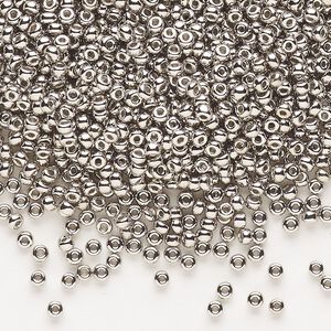 Seed bead, Dyna-Mites&trade;, glass, pkg/1/2kg, #11 round, opaque nickel finish, (573 11/0 RR).
