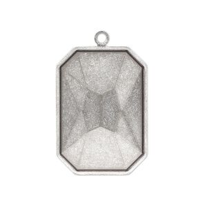 Drop, Almost Instant Jewelry&reg;, antique silver-plated brass, 29x21mm rectangle with 27x18.5mm emerald-cut setting. Sold per pkg of 2.