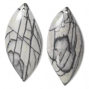 Onyx marble 1pkg2, top-drilled flat-sided marquise focal natural 56x26mm