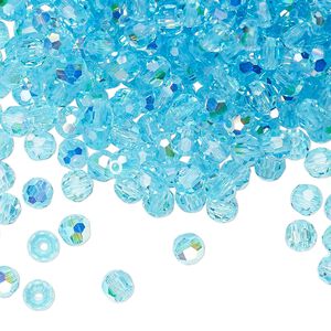 Bead 720pk aqua bohemica AB, Preciosa Czech crystal 4mm round