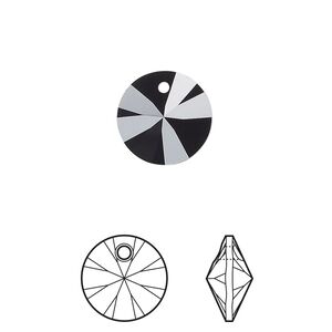Drop 144pk jet, Swarovski&reg; 12mm pendant mini disk 6428