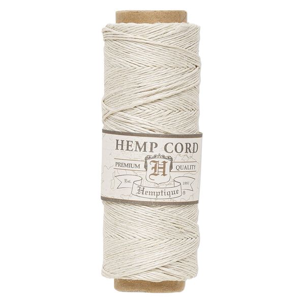 Cord, Hemptique&reg;, polished hemp, natural, 0.5mm diameter, 10-pound test. Sold per 205-foot spool. image number 0