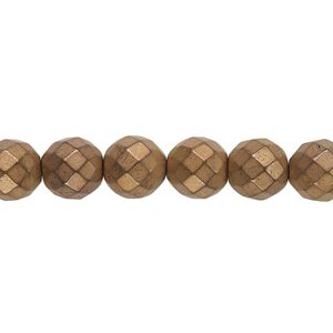 Hemalyke&trade; 1pkg1, matte electroplated faceted round bead 15.5-16 inch 8mm