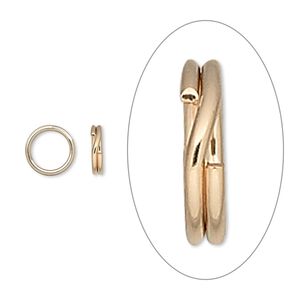 Split ring 1pkg10 14Kt gold-filled, 7.5mm round, 5.7mm inside diameter