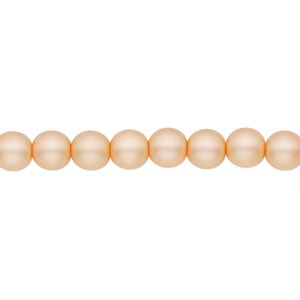 Bead, Czech pearl-coated glass druk, opaque matte peach, 6mm round. Sold per 15-1/2" to 16" strand.