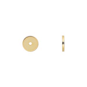Bead 1pkg100 gold-finished, 8x1mm heishi, steel