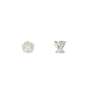 Bead cap, Amoracast&reg;, sterling silver, 5x4.5mm 3D pineapple crown, fits 5-6mm bead, for use with 20-22 gauge wire. Sold individually.