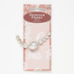 Bead mix 1pkg9 silver-finished "pewter", 6mm / 8mm stardust round / 18x15mm puffed oval