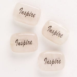 Rose quartz / enamel 1pkg4, double-sided "Inspire" flat rectangle bead 18x13mm-18x14mm