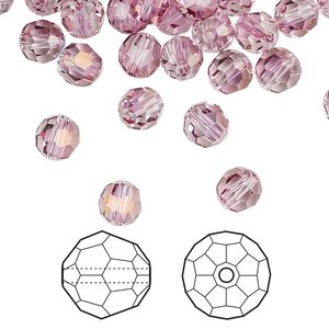 Bead 144pk dark rose, Crystal Passions&reg; 6mm round 5000