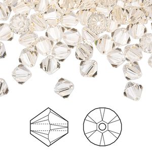 Bead 360pk silk, Swarovski&reg; 6mm XILION bicone 5328