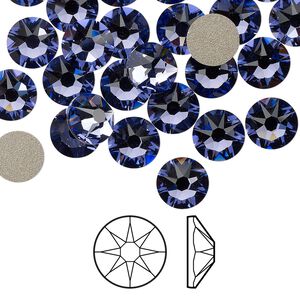 Flat back 144pk tanzanite foil back, Swarovski&reg; 7.07-7.27mm rose round SS34 2088