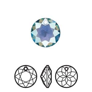 Drop 1pk aquamarine shimmer, Crystal Passions&reg; 14mm pendant classic cut 6430