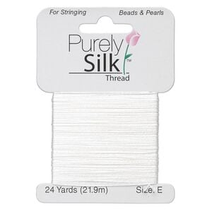 Thread, Purely Silk&trade;, white, size E. Sold per 24-yard card.