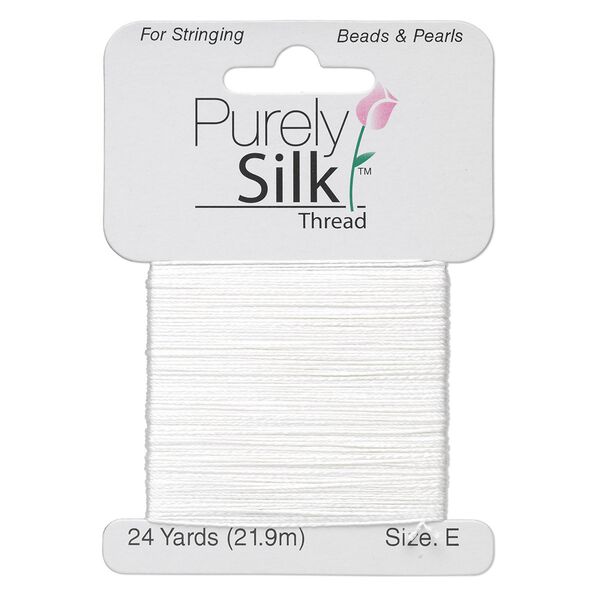 Thread, Purely Silk&trade;, white, size E. Sold per 24-yard card. image number 0