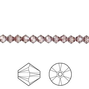 Bead 1440pk crystal antique pink, Swarovski&reg; 4mm XILION bicone 5328