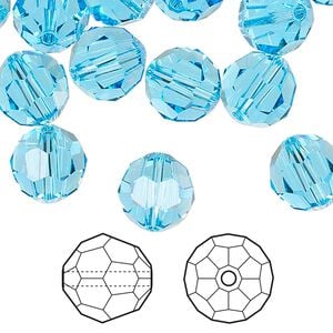 Bead 6pk aquamarine, Crystal Passions&reg; 10mm round 5000