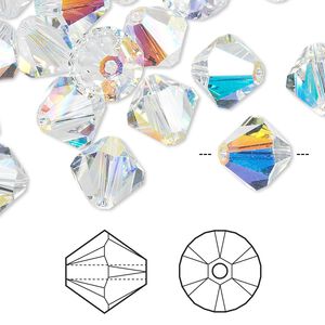 Bead 144pk crystal AB, Swarovski&reg; 10mm XILION bicone 5328