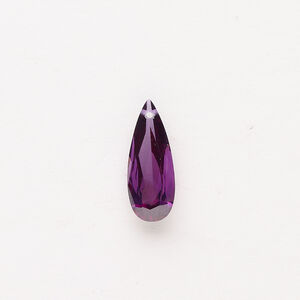 Drop 1pkg1, cubic zirconia, translucent amethyst purple, 18x7mm top-drilled hand-faceted teardrop.
