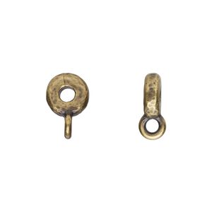 Bead, TierraCast&reg;, "Soulful Spirit" collection, antique brass-plated pewter (tin-based alloy), 8x3mm hammered rondelle with closed loop. Sold per pkg of 20.
