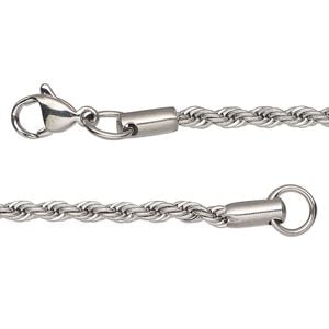 Chain 1pkg1 French rope, 3.1mm / lobster claw clasp, stainless steel 24 inch