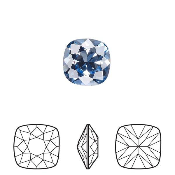 Fancy stone 72pk light sapphire foil back, Swarovski&reg; 12mm cushion 4470 image number 0