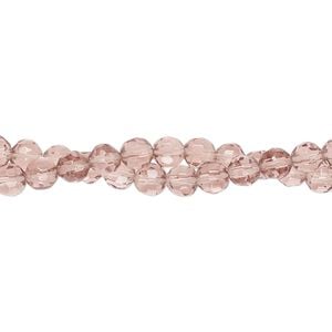 Bead, glass, translucent light plum, 4-5mm faceted round. Sold per pkg of (2) 12-inch strands, approximately 140 beads.