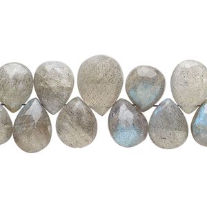 Labradorite 1pkg1, hand-cut top-drilled faceted puffed teardrop bead natural 9 inch graduated 9x7mm-16x12mm