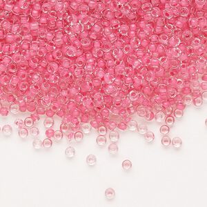 Seed bead, Dyna-Mites&trade;, glass 1pkg0.5kg, #11 round, translucent inside dyed color pink (210 11/0 RR)