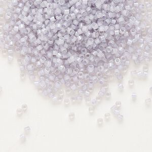 Seed bead, Delica&reg;, glass, pkg/7.5g, #11 round, translucent pale violet-lined luster crystal clear (DB-0080).