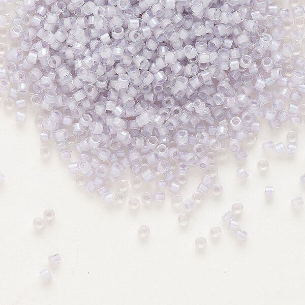 Seed bead, Delica&reg;, glass, pkg/7.5g, #11 round, translucent pale violet-lined luster crystal clear (DB-0080). image number 0