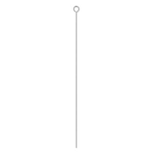 Eye pin 1pkg100 silver-plated, 2.5 inch, 21 gauge brass antique