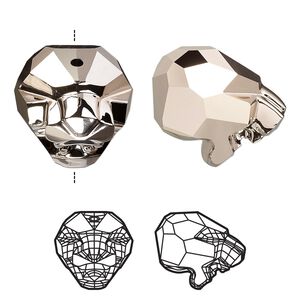 Bead 1pk crystal rose gold 2X 18Kt gold plated, Crystal Passions&reg; 24x20mm cougar 5751