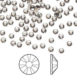 Flat back 144pk black diamond foil back, Crystal Passions&reg; 3-3.2mm rose round SS12 2028