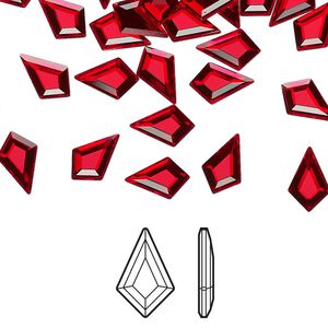 Flat back 6pk light Siam foil back, Crystal Passions&reg; 8.6x5.6mm kite 2771