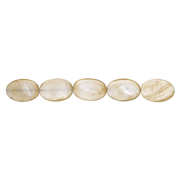 Mother-of-pearl shell 1pkg1, flat oval bead 14 inch sand 44x29mm-45x30mm image number 1