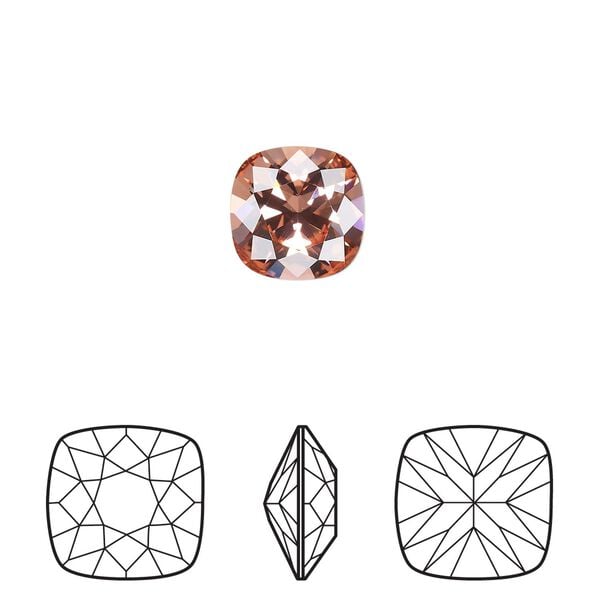 Fancy stone 144pk rose peach foil back, Swarovski&reg; 10mm cushion 4470 image number 0