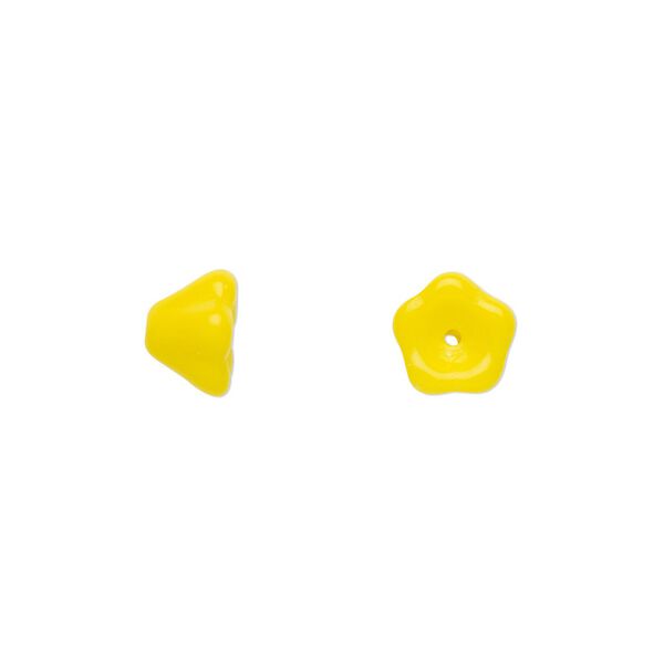Bead, Czech pressed glass, opaque yellow, 8.5x6.5mm flower. Sold per 15-1/2" to 16" strand, approximately 80 beads. image number 0