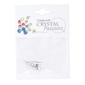 Drop 1pk crystal silver patina foil back, Crystal Passions&reg; 18x10mm pendant spike 6480