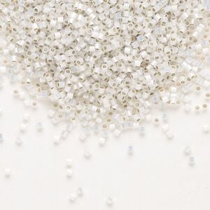 Seed bead, Delica&reg;, glass, pkg/7.5g, #15 round, translucent silver-lined opal (DBS-0221).