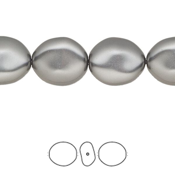 Pearl 100pk dark grey, Swarovski&reg; 14x12mm baroque coin 5842 image number 0
