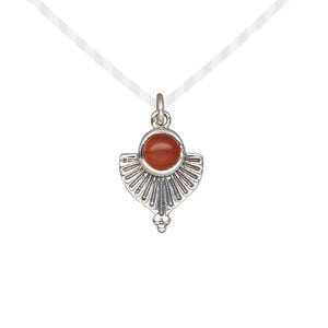 Drop 1pkg1, antiqued sterling silver and carnelian, 14x11.5mm fan