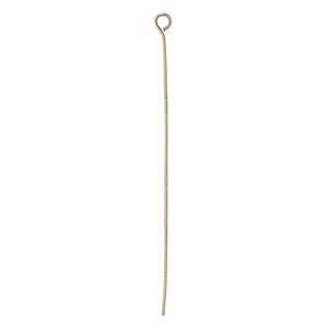 Eye pin 1pkg100 gold-plated, 2 inch, 24 gauge brass antique