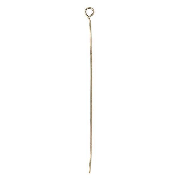 Eye pin 1pkg100 gold-plated, 2 inch, 24 gauge brass antique image number 0